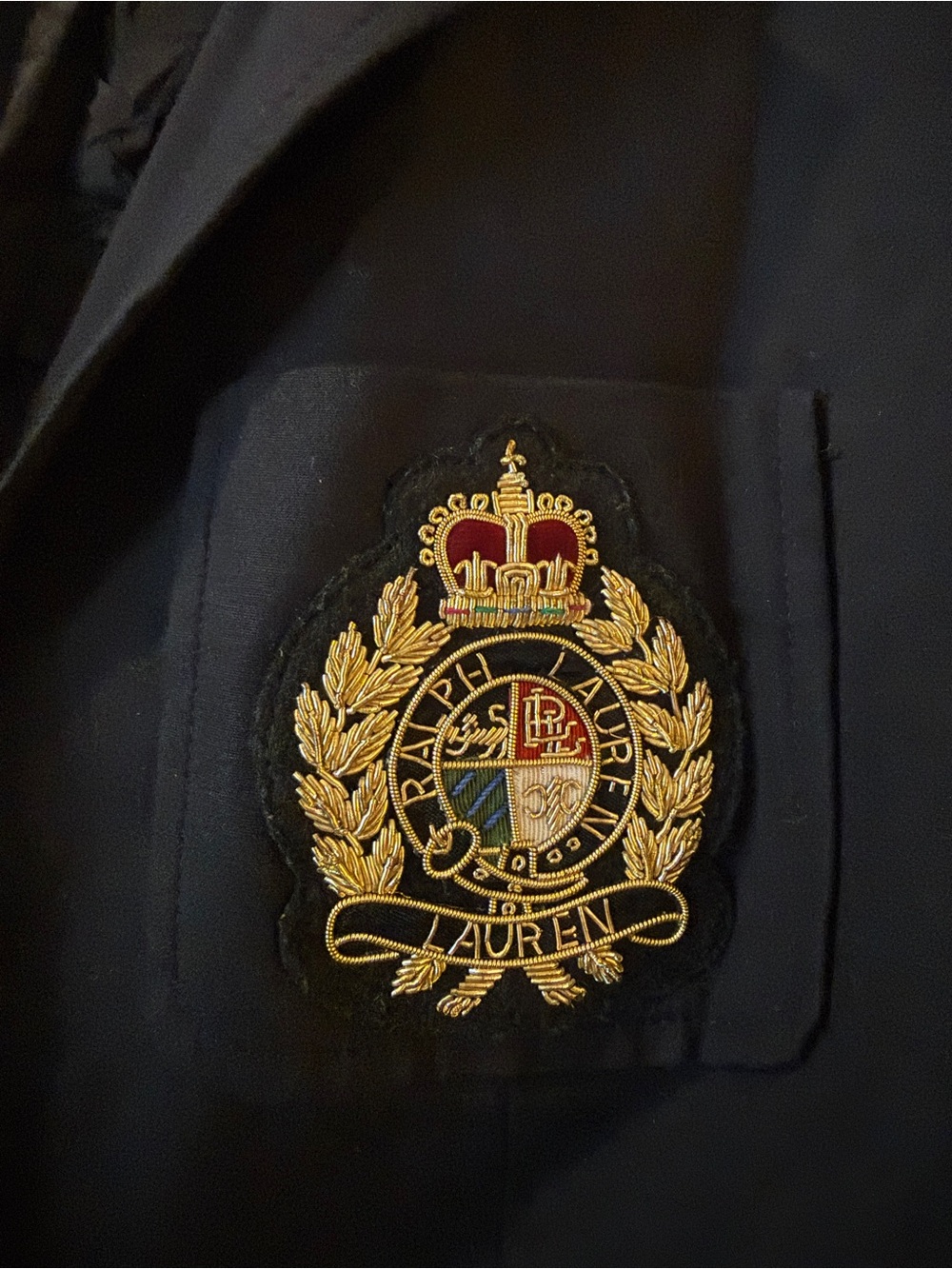 Lauren Ralph Lauren Black Blazer with Gold Crest Embroidery - Picture 3 of 5
